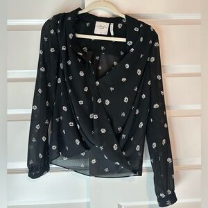 black and white floral blouse